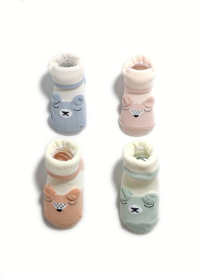 FOOTPRINTS FOOTPRINT 4 Pairs Infant Kids Unisex Multi-Colored Ankle-Length Assorted Antiskid Cotton Socks - Image 1